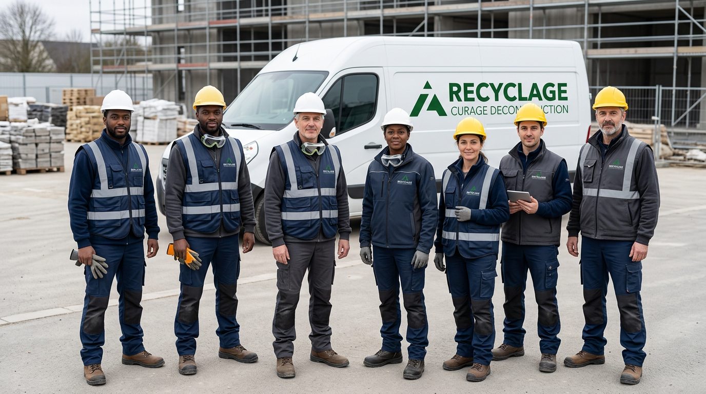 Équipe AZ Recyclage sur un chantier en Île-de-France
